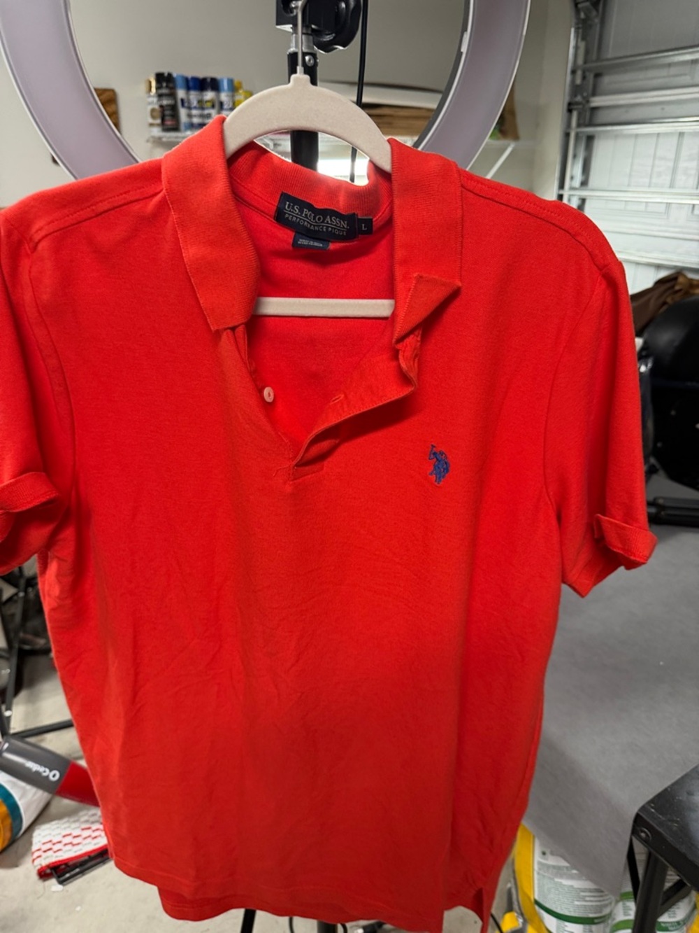 U.S. Polo Assn. Men’s Bright Red Polo with Navy Logo